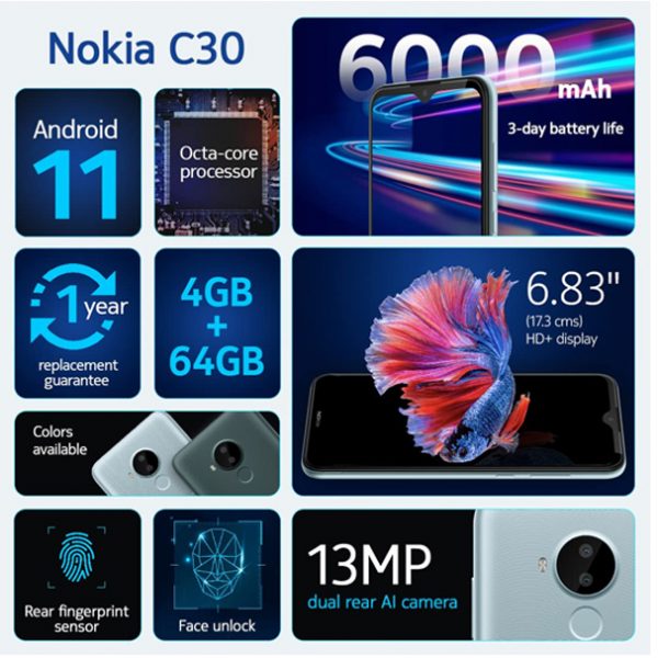 Nokia C30 Plus 3gb ram 32gb storage