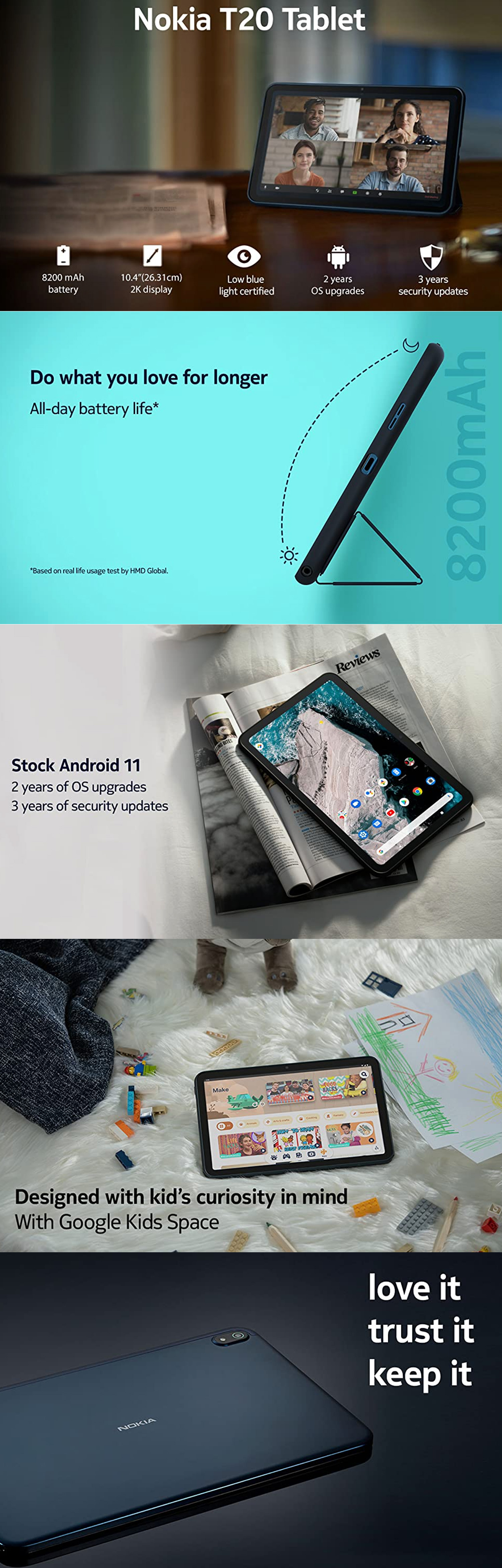 Nokia T20 Tablet 3gb ram 32gb storage wifi blue