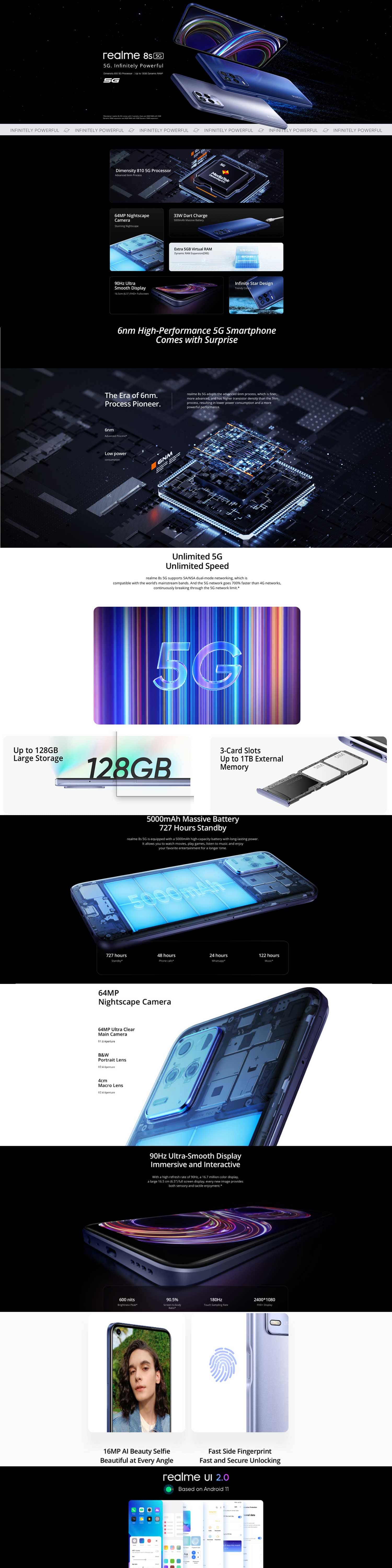 Realme 8S 5G 6GB RAM 128GB Image description