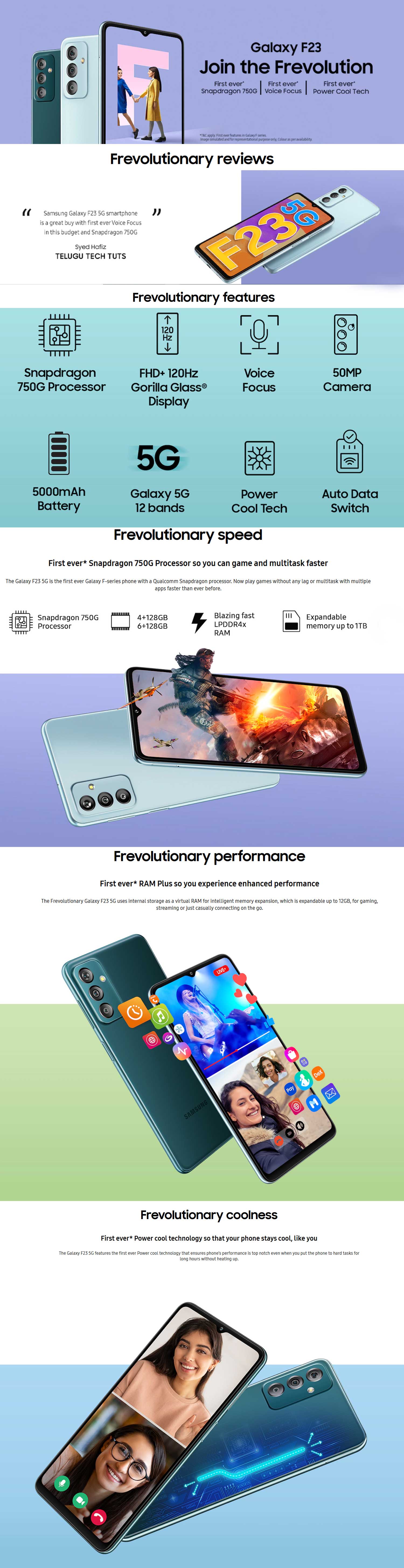 SAMSUNG Galaxy F23 5G 2.2 GHz 750G Processor 4GB Ram 128GB image description
