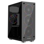 Zebronics Zeb-Cronus Premium Gaming Cabinet with Mirror Finish Tempered Glass On Front, Tempered Glass On Side & 4 x120mm Rainbow Double Ring LED Fans