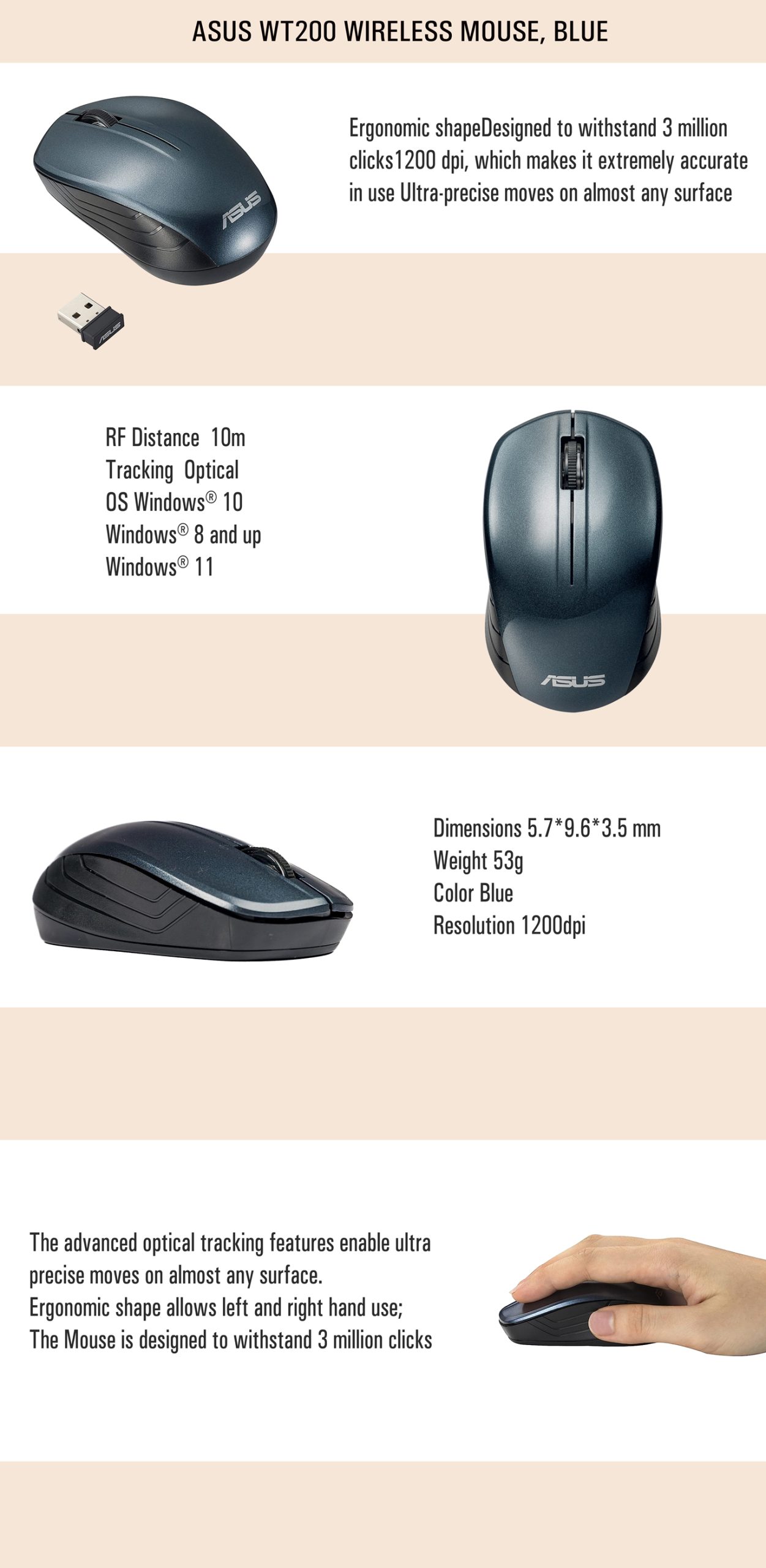 Buy ASUS WT200 Wireless Mouse Blue - 90XB03Q0-BMU010 at best prices in India
