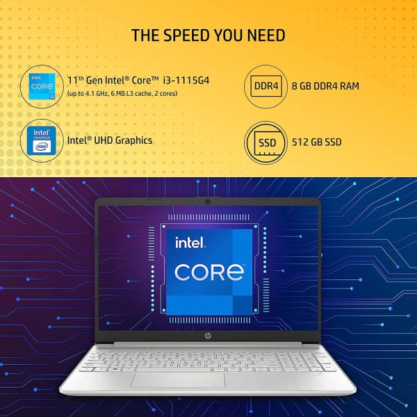 Buy HP Laptop 15s-fr2515TU 11th Gen Intel Core i3-1115G4, 15.6-inch | FHD, 8GB DDR4, 512GB SSD, Intel UHD Graphics, Thin & Light, Dual Speakers (Win 11, MSO 2021, Silver, 1.69 kg)